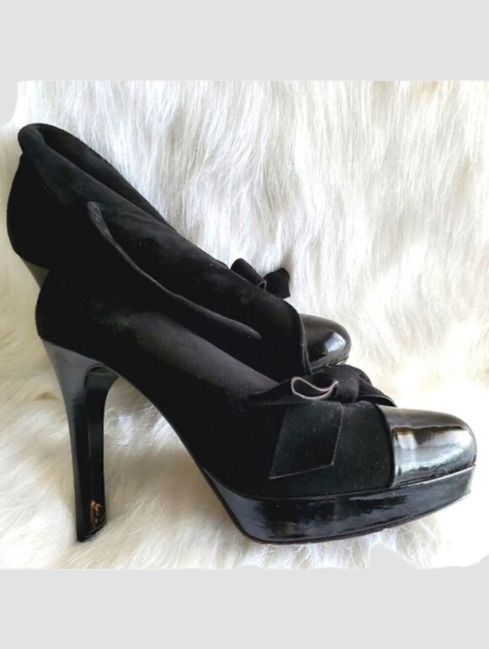 Guglielmo Rotta Dark Academia  Black Suede Heel Booties Size 7